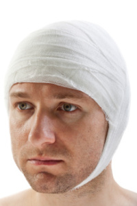 Bandage on wound head
