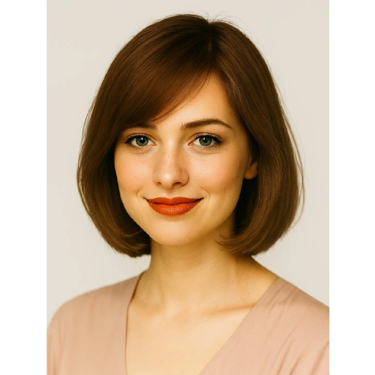 Zdravotní paruka z pravých vlasů CHEMO v odstínu Mocca, střih mikádo 20 cm.