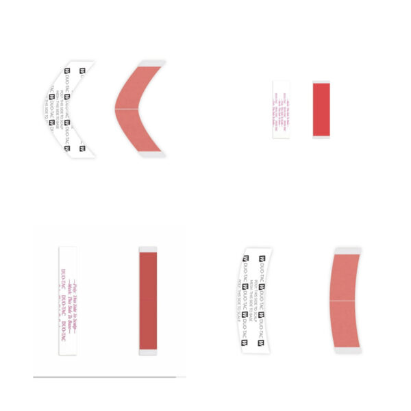 DUO-TAC pásky na paruky a vlasové systémy – různé předpřipravené tvary pro snadnou fixaci hairline a obvodu