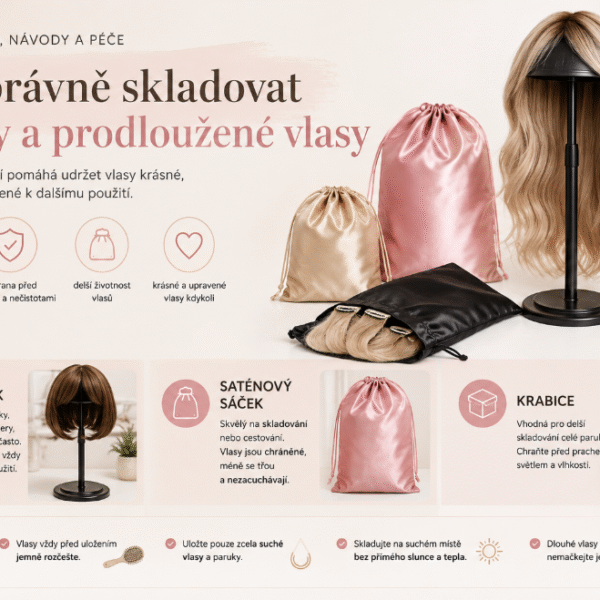 Jak správně skladovat paruky, vlasové integrace a prodloužené vlasy.